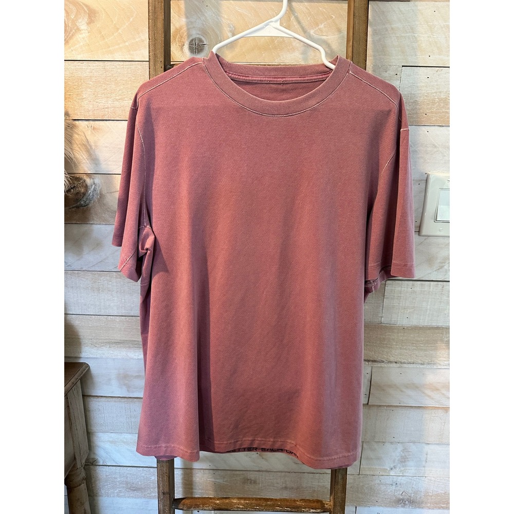 Lululemon Metal Vent Tech Short Sleeve Shirt Pink Faded Wash Mens Large
